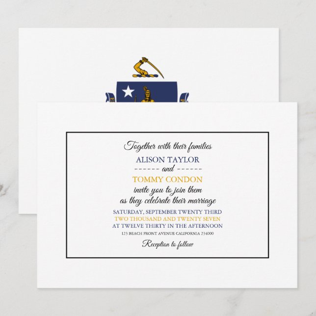 Invitación Bandera de Massachusetts, bandera del Boda de Mass (Anverso / Reverso)