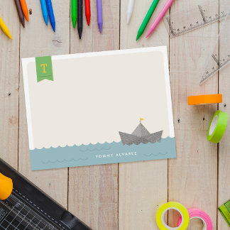 Invitación Bandera de monograma de barco de papel náutico Pap