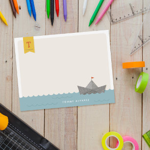 Invitación Bandera de monograma de barco de papel náutico Pap