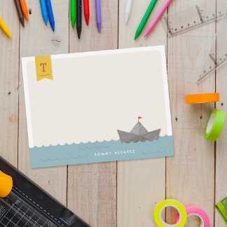 Invitación Bandera de monograma de barco de papel náutico Pap