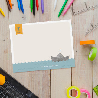 Invitación Bandera de monograma de barco de papel náutico Pap