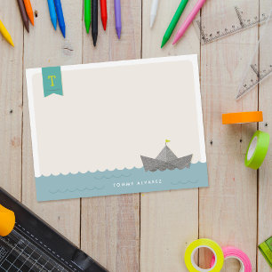 Invitación Bandera de monograma de barco de papel náutico Pap