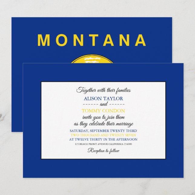 Invitación Bandera de Montanán, Bandera del Boda Montana (Anverso / Reverso)