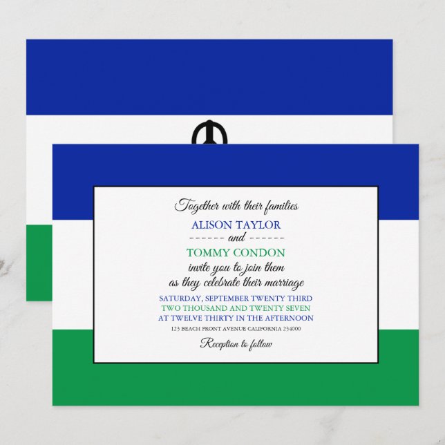 Invitación Bandera de Mosotho, Boda de Bandera de Lesoto (Anverso / Reverso)