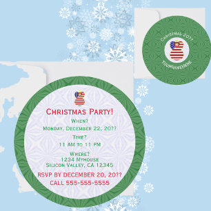 Invitación Bandera de Navidad del ángel de EE. UU. con texto