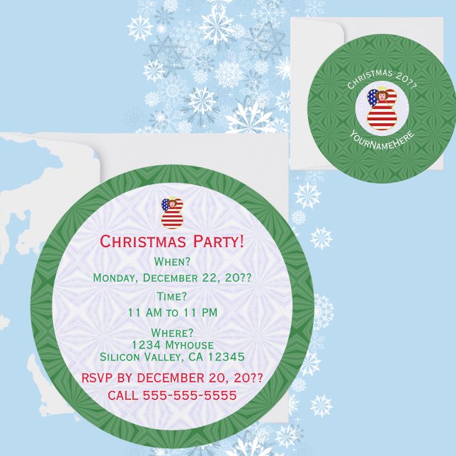 Invitación Bandera de Navidad del ángel de EE. UU. con texto  (Subido por el creador)
