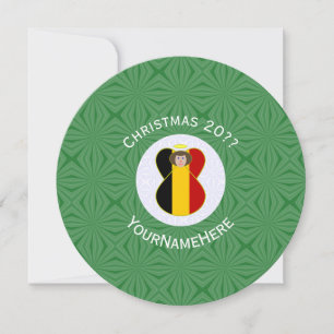 Invitación Bandera de Navidad personalizada de ángel belga