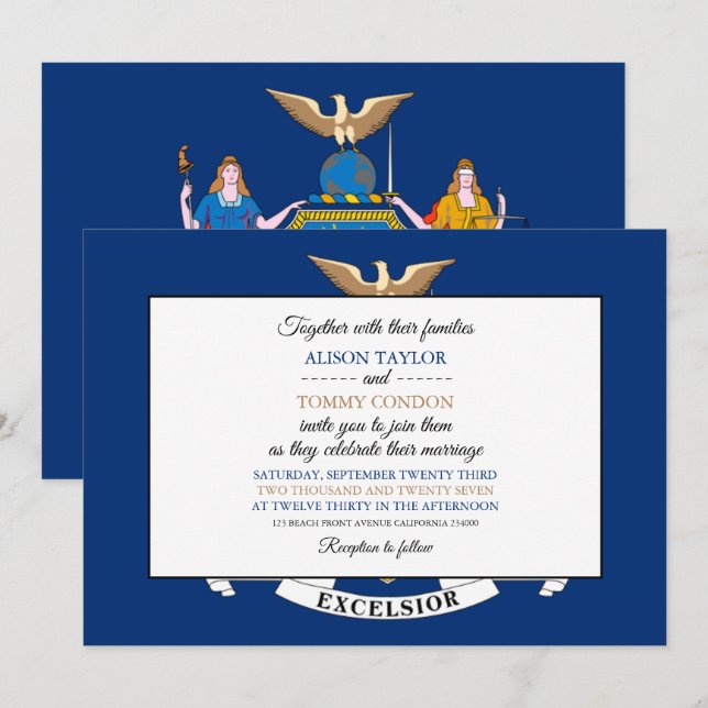 Invitación Bandera de New Yorker, bandera del Boda de Nueva Y (Anverso / Reverso)