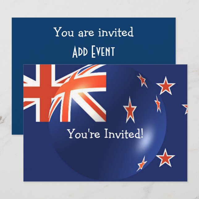 Invitación Bandera de Nueva Zelanda Cualquier Ocasión (Anverso / Reverso)