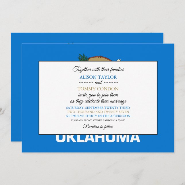 Invitación Bandera de Oklahoma, Boda de la bandera de Oklahom (Anverso / Reverso)