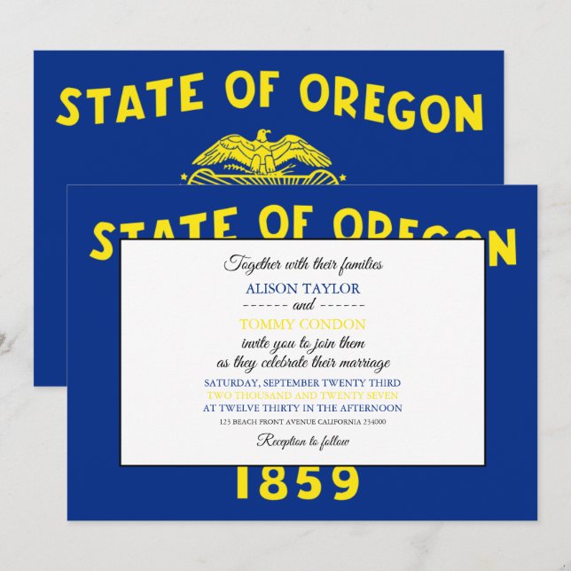 Invitación Bandera de Oregón, Bandera del Boda de Oregón (Anverso / Reverso)
