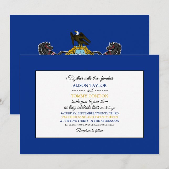 Invitación Bandera de Pensilvania, bandera del Boda de Pensil (Anverso / Reverso)