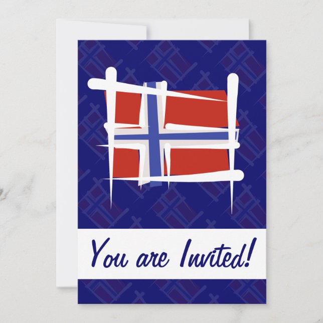 Invitación Bandera de pincel de Noruega (Anverso)