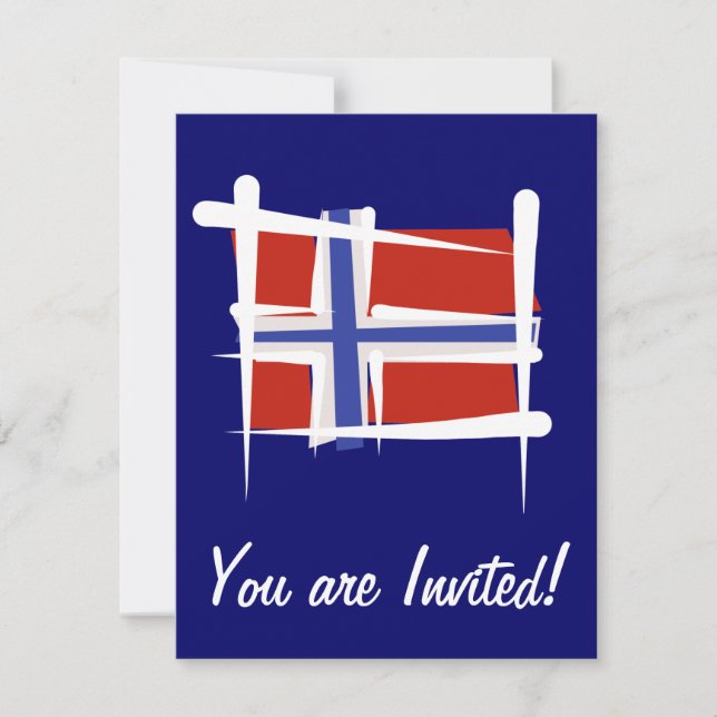 Invitación Bandera de pincel de Noruega (Anverso)