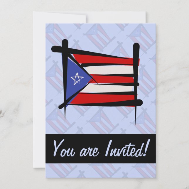 Invitación Bandera de pincel de Puerto Rico (Anverso)