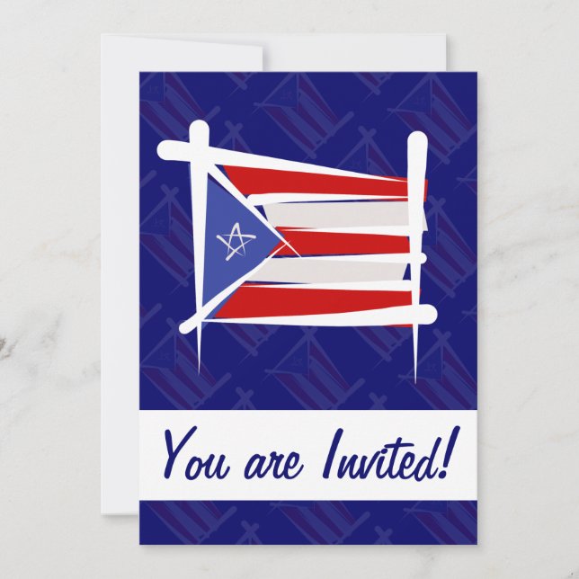 Invitación Bandera de pincel de Puerto Rico (Anverso)