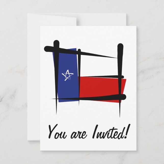 Invitación Bandera de Pincel de Texas (Anverso)