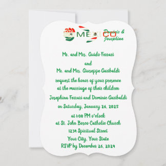 Invitación Bandera de rosa mexicana personalizada para boda