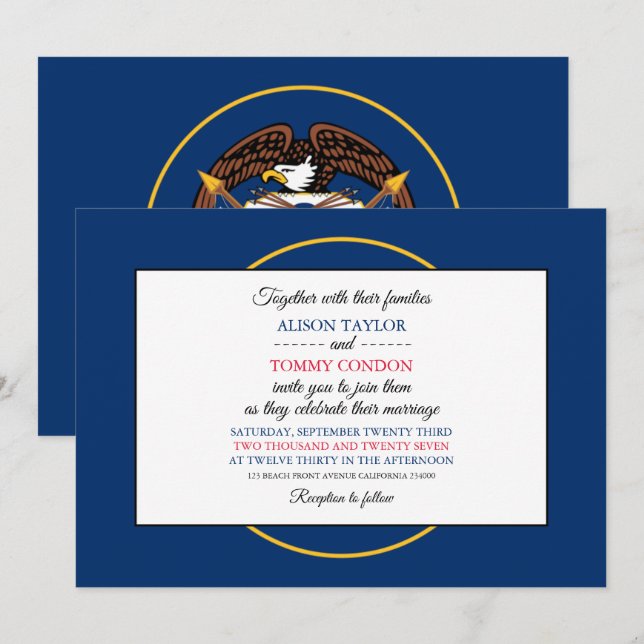 Invitación Bandera de Utahn, Bandera del Boda Utah (Anverso / Reverso)