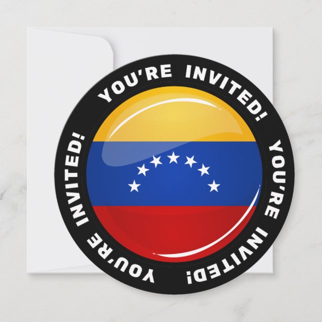 Invitación Bandera de Venezuela redonda brillante (Anverso)