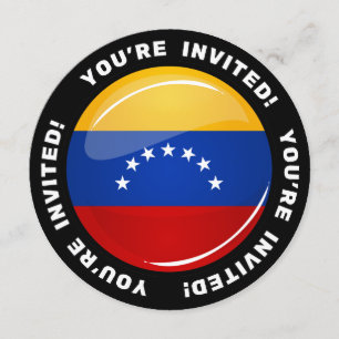 Invitación Bandera de Venezuela redonda brillante