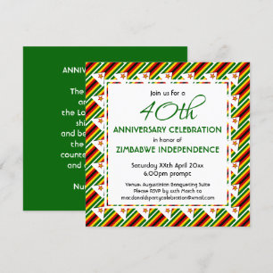 Invitación BANDERA DE ZIMBABWE Personalizable CUALQUIER AÑO O