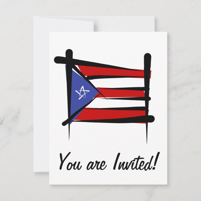 Invitación Bandera del cepillo de Puerto Rico (Anverso)