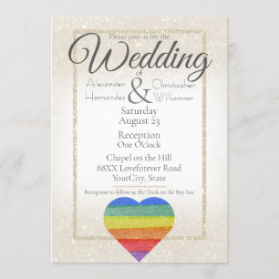 Invitación Bandera del Orgullo del Corazón de Purpurina Arcoí