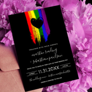 Invitación Bandera del Orgullo Padres del Corazón Negro Co-Ho