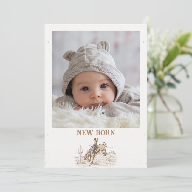 Invitación Bandera del primer rodeo mensual de Brown editable (Anverso de pie)