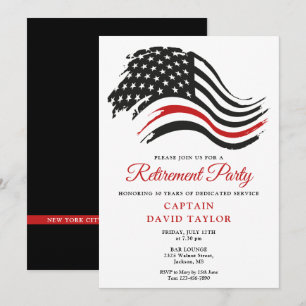 Invitación Bandera delgada de la línea roja del Fiesta de ret