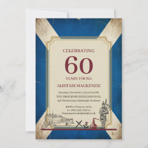 Invitación Bandera escocesa vintage Saltire 60 cumpleaños