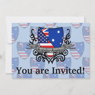 Invitación Bandera Escudo australiano-estadounidense