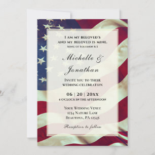 Invitación Bandera estadounidense Amer Patriótica Boda de la 