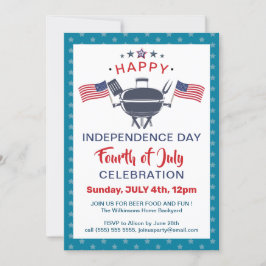Invitación Bandera estadounidense azul rojo azul blanco 4 de 