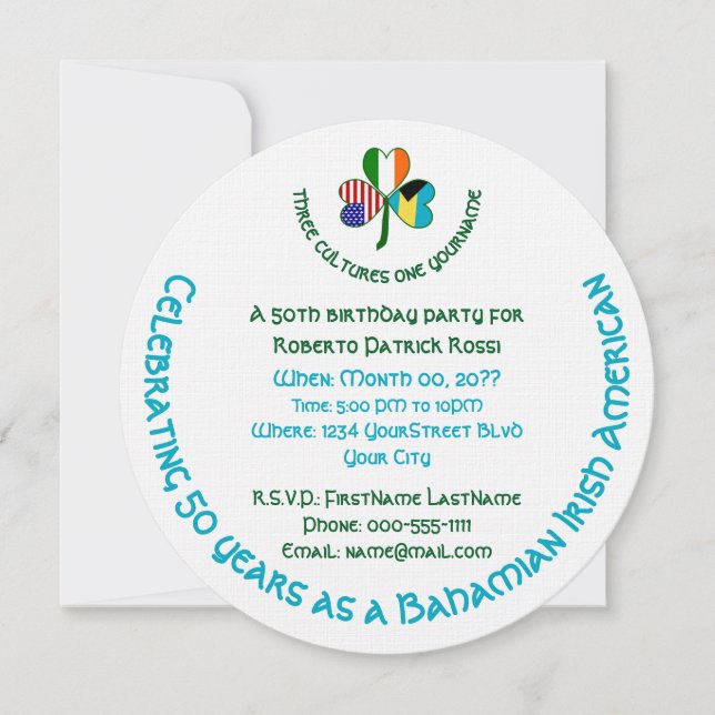 Invitación Bandera estadounidense bahameña irlandesa Shamrock (Anverso)