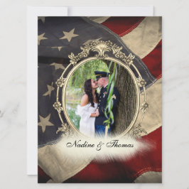 Invitación Bandera estadounidense Boda militar con fotografía