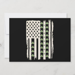 Invitación Bandera estadounidense con tréboles para St Patric