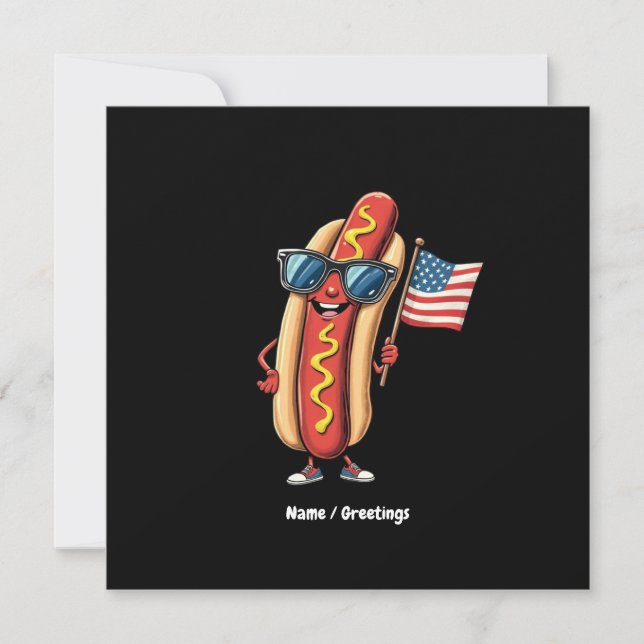 Invitación Bandera estadounidense curiosa Hotdog Gafas de sol (Anverso)