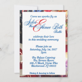 Invitación Bandera estadounidense de 4 de julio roja blanca y