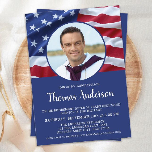 Invitación Bandera estadounidense de EE. UU. Foto de jubilaci (Subido por el creador)