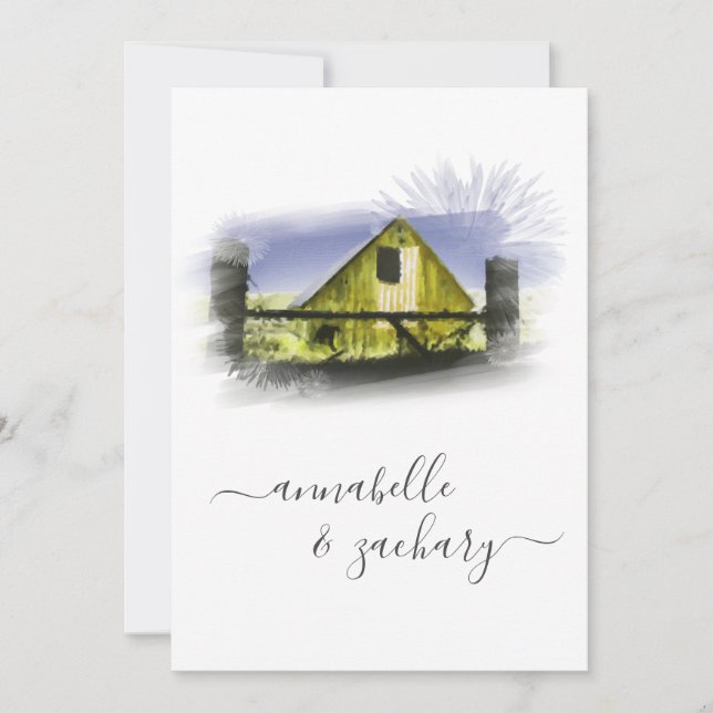 Invitación *~* Bandera estadounidense de granero RSVP QR AR19 (Anverso)