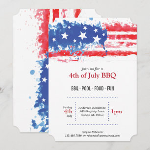 Invitación Bandera estadounidense de la mancha roja blanca y 