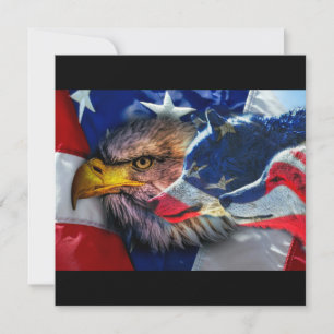 Invitación Bandera estadounidense del lobo del águila cald