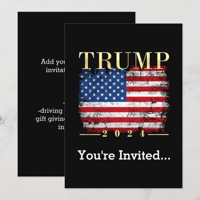 Invitación Bandera estadounidense elegante de oro de Trump 20 (Anverso / Reverso)