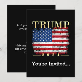 Invitación Bandera estadounidense elegante de oro de Trump 20