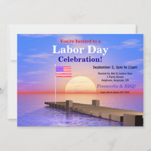 Invitación Bandera estadounidense en el Día del Trabajo en el
