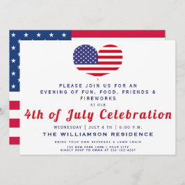 Invitación Bandera estadounidense en forma de corazón | 4 de 