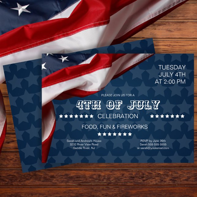 Invitación Bandera Estadounidense Fiesta Patriótico 4 De Juli (Subido por el creador)