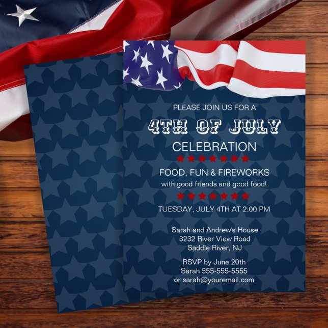 Invitación Bandera Estadounidense Fiesta Patriótico 4 De Juli (Subido por el creador)